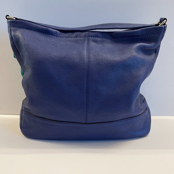 Designer Coach Vintage Midnight Blue Leather Hobo Handbag - Picture 3 of 10